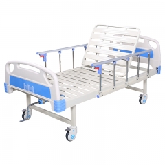 One crank hospital bed with wheels for hospital use
