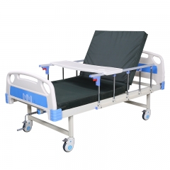 One crank hospital bed with wheels for hospital use