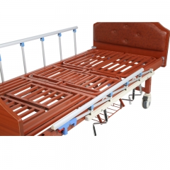 Multi-Function Manual Rotating Hospital Bed With Wooden Bedhead