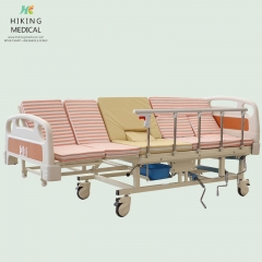 Multi functional patient care rolling hospital nursing medical bed with potty hole