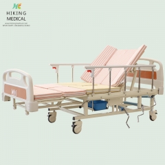 Multi functional patient care rolling hospital nursing medical bed with potty hole