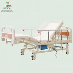 Multi functional patient care rolling hospital nursing medical bed with potty hole