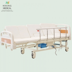 Multi functional patient care rolling hospital nursing medical bed with potty hole