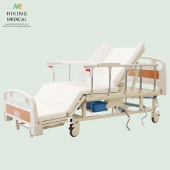 Multi functional patient care rolling hospital nursing medical bed with potty hole