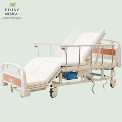 Multi functional patient care rolling hospital nursing medical bed with potty hole