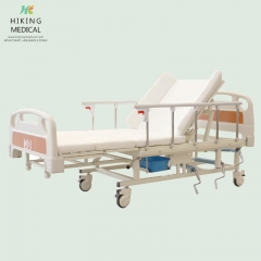 Multi functional patient care rolling hospital nursing medical bed with potty hole