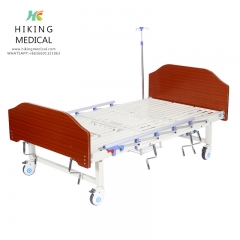 Multi-Function Manual Rotating Hospital Bed With Wooden Bedhead