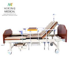 Multi-Function Manual Rotating Hospital Bed With Wooden Bedhead