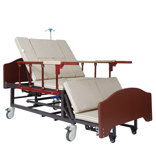 Multi functional patient care rolling hospital nursing medical bed with potty hole