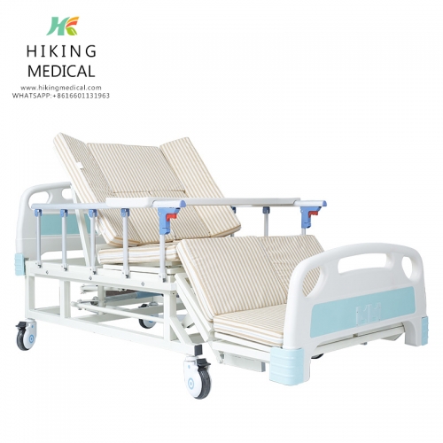 Multi functional patient care rolling hospital nursing medical bed with potty hole