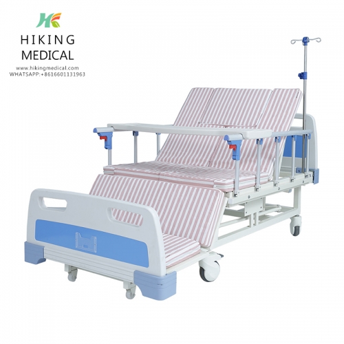 Multi functional patient care rolling hospital nursing medical bed with potty hole