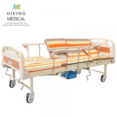 Multi functional patient care rolling hospital nursing medical bed with potty hole