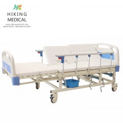 Multi functional patient care rolling hospital nursing medical bed with potty hole