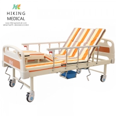 Multi functional patient care rolling hospital nursing medical bed with potty hole