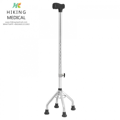 Strong stainless steel walking stick for elderly/disabled with four legs