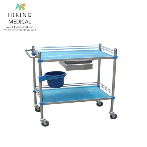 Factory Direct Customized Medical Therapy Cart Stainless Steel Mini Therapy Cart Surgical Instrument Table 3-Layer Trolley