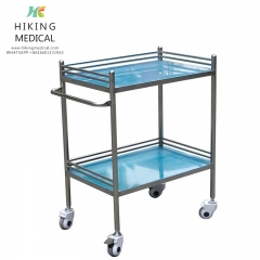 Factory Direct Customized Medical Therapy Cart Stainless Steel Mini Therapy Cart Surgical Instrument Table 2-Layer Trolley
