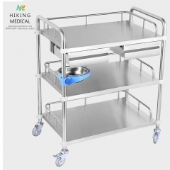 Cheap hospital furniture 3-tier stainless steel medical trolley