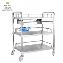 Cheap hospital furniture 3-tier stainless steel medical trolley