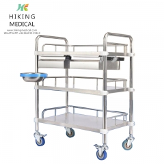 Cheap hospital furniture 3-tier stainless steel medical trolley