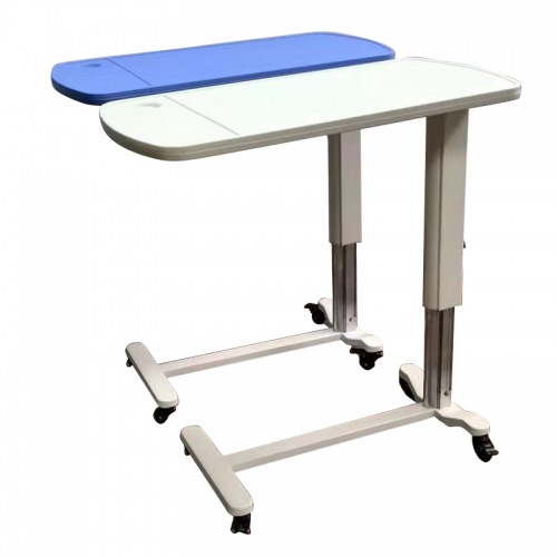 Hospital ABS Height Adjustable Overbed Table With Wheels