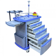 New Model High Quality Medical Metal Emergency Crash Cart Medical Critical Care Trolley With 5 Drawers