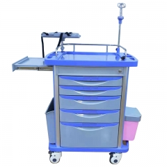 New Model High Quality Medical Metal Emergency Crash Cart Medical Critical Care Trolley With 5 Drawers