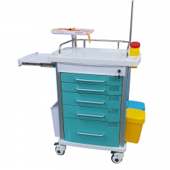 Hospital medication trolly crash medicine drawer emergency medical cart abs medical equipment trolley for hospital