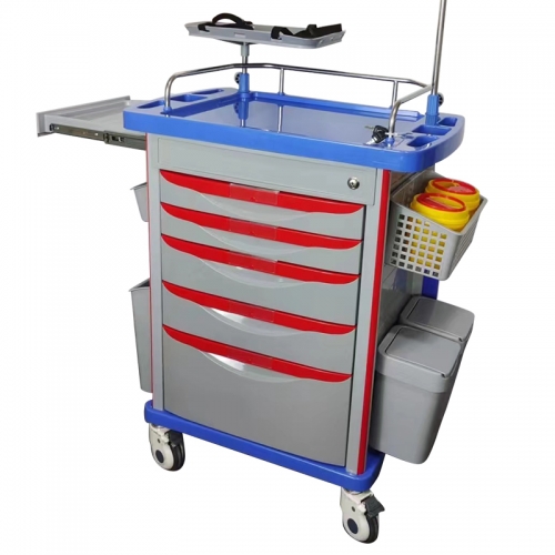 Factory Price Hospital clinic movable medicine cart transfusion ABS emergency medical trolley cart