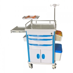 High Quality Mobile Abs Drugs Hospital Medical Crash Cart Plastic Emergency Medicine Trolley For Clinic