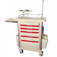 Medical Abs Mobile Emergency Trolley Medicine Trolley Crash Cart Plastic For Hospital LCYH161