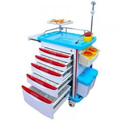 Nursing Emergency Stainless Steel Hospital Medical Trolley With Disposable Lock