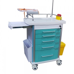 Hospital medication trolly crash medicine drawer emergency medical cart abs medical equipment trolley for hospital