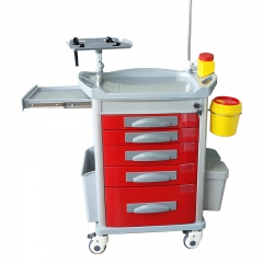 China Factory Direct Sale Medical Furniture ABS Nursing Cart Emergency Trolley for hospital using
