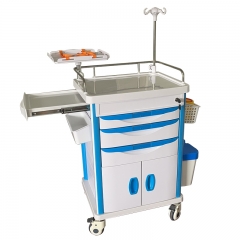 High Quality Mobile Abs Drugs Hospital Medical Crash Cart Plastic Emergency Medicine Trolley For Clinic