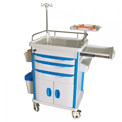 High Quality Mobile Abs Drugs Hospital Medical Crash Cart Plastic Emergency Medicine Trolley For Clinic