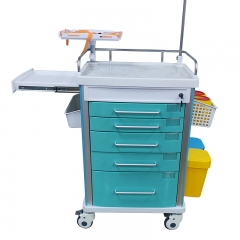 Hospital medication trolly crash medicine drawer emergency medical cart abs medical equipment trolley for hospital