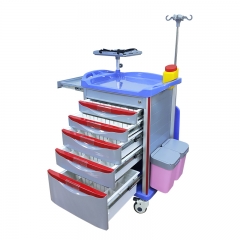 Emergency Trolley Hospital ABS Emergency Crash Cart with Drawers Medical cart manufacturer