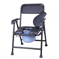 Foldable aluminum toilet chair with bedpan elderly potty chair adjustable shower commode chair