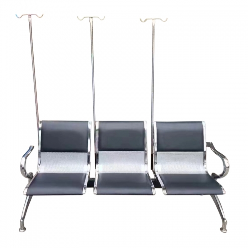 hospital airport hair salon 3-seaters public waiting chair with leather upholstery