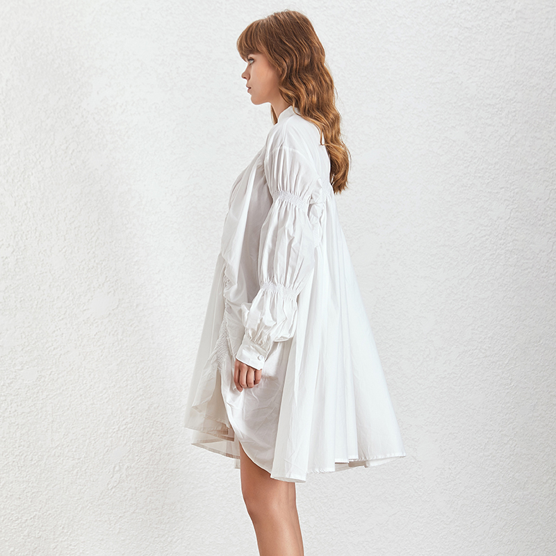 TWOTWINSTYLE Multicolor Drawstring Puff Sleeve Ruched Dress