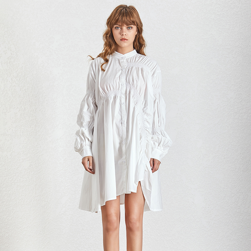 TWOTWINSTYLE Multicolor Drawstring Puff Sleeve Ruched Dress