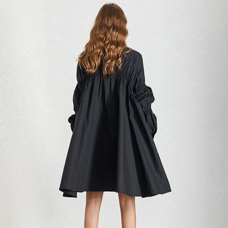 TWOTWINSTYLE Multicolor Drawstring Puff Sleeve Ruched Dress