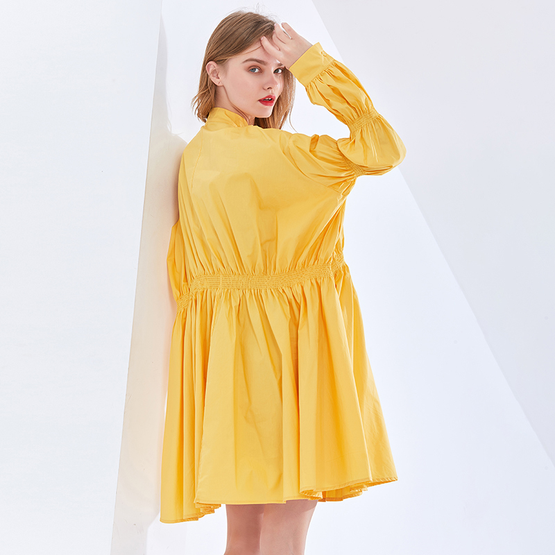 TWOTWINSTYLE Multicolor Drawstring Puff Sleeve Ruched Dress