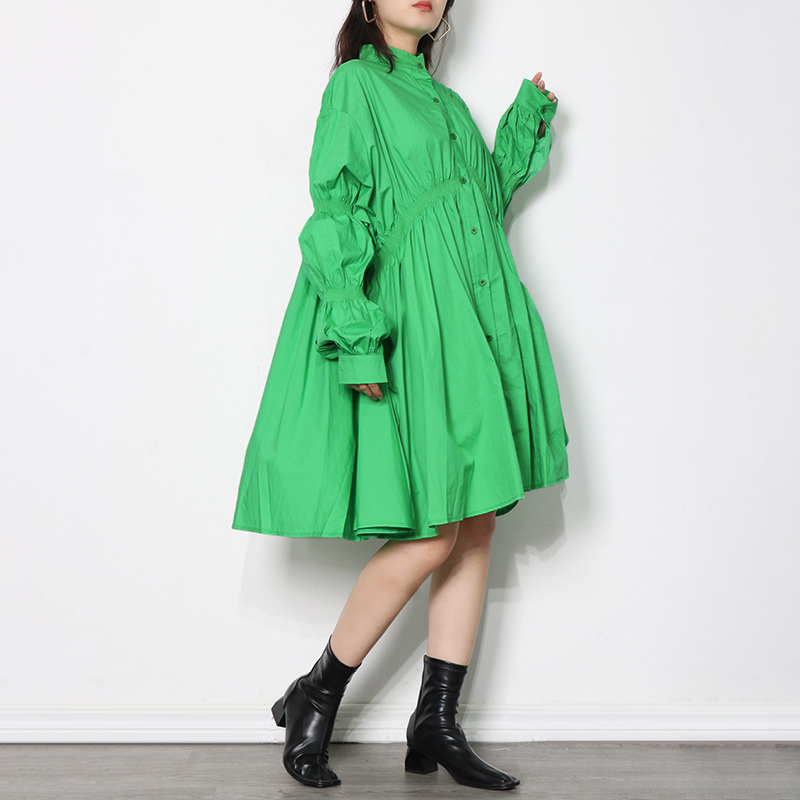 TWOTWINSTYLE Multicolor Drawstring Puff Sleeve Ruched Dress