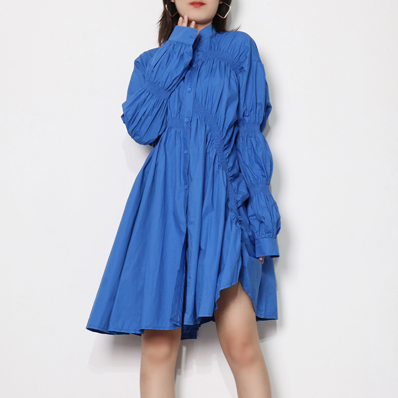 TWOTWINSTYLE Multicolor Drawstring Puff Sleeve Ruched Dress