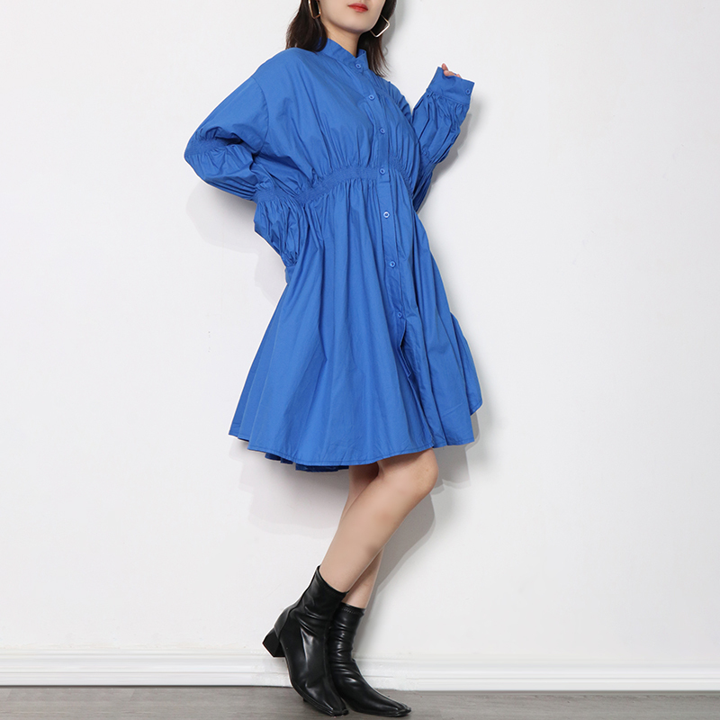 TWOTWINSTYLE Multicolor Drawstring Puff Sleeve Ruched Dress