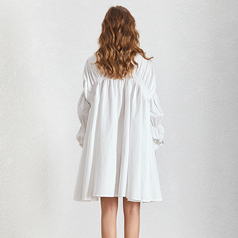 TWOTWINSTYLE Multicolor Drawstring Puff Sleeve Ruched Dress
