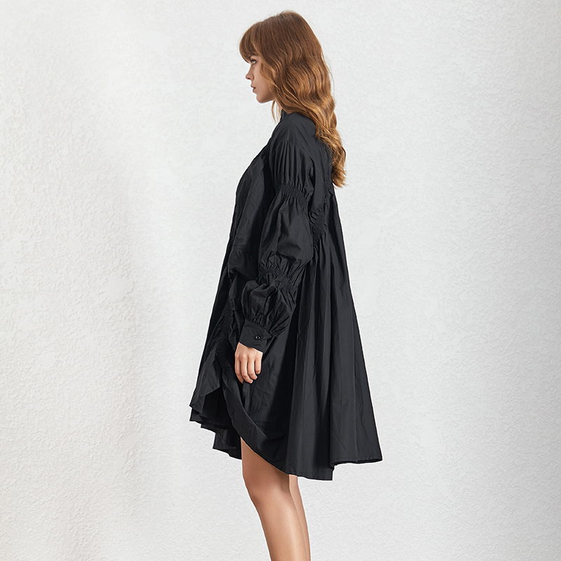 TWOTWINSTYLE Multicolor Drawstring Puff Sleeve Ruched Dress