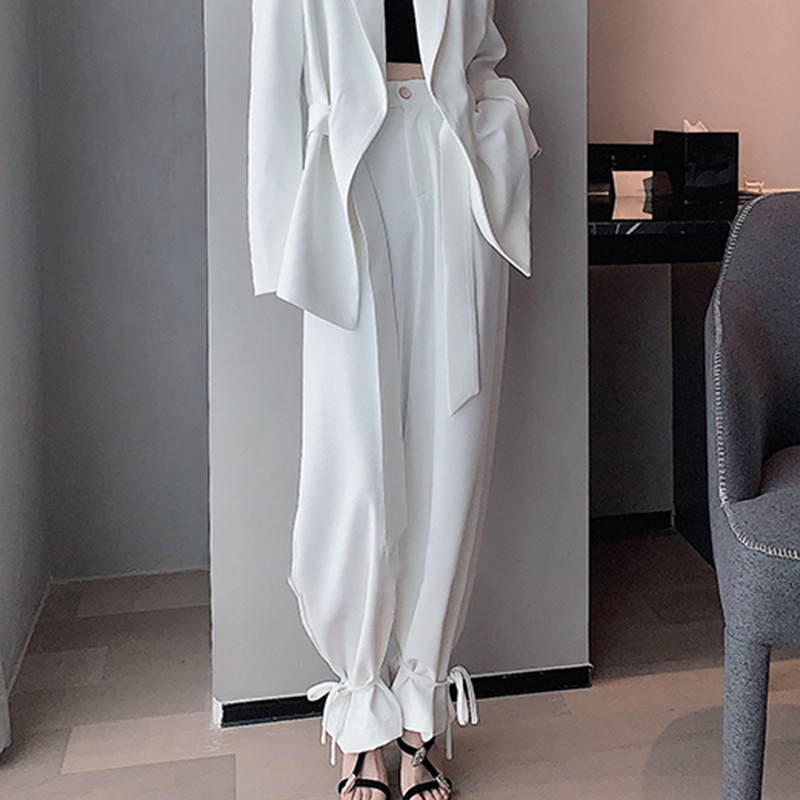 TWOTWINSTYLE Lace Up Straight Wide Leg Pant